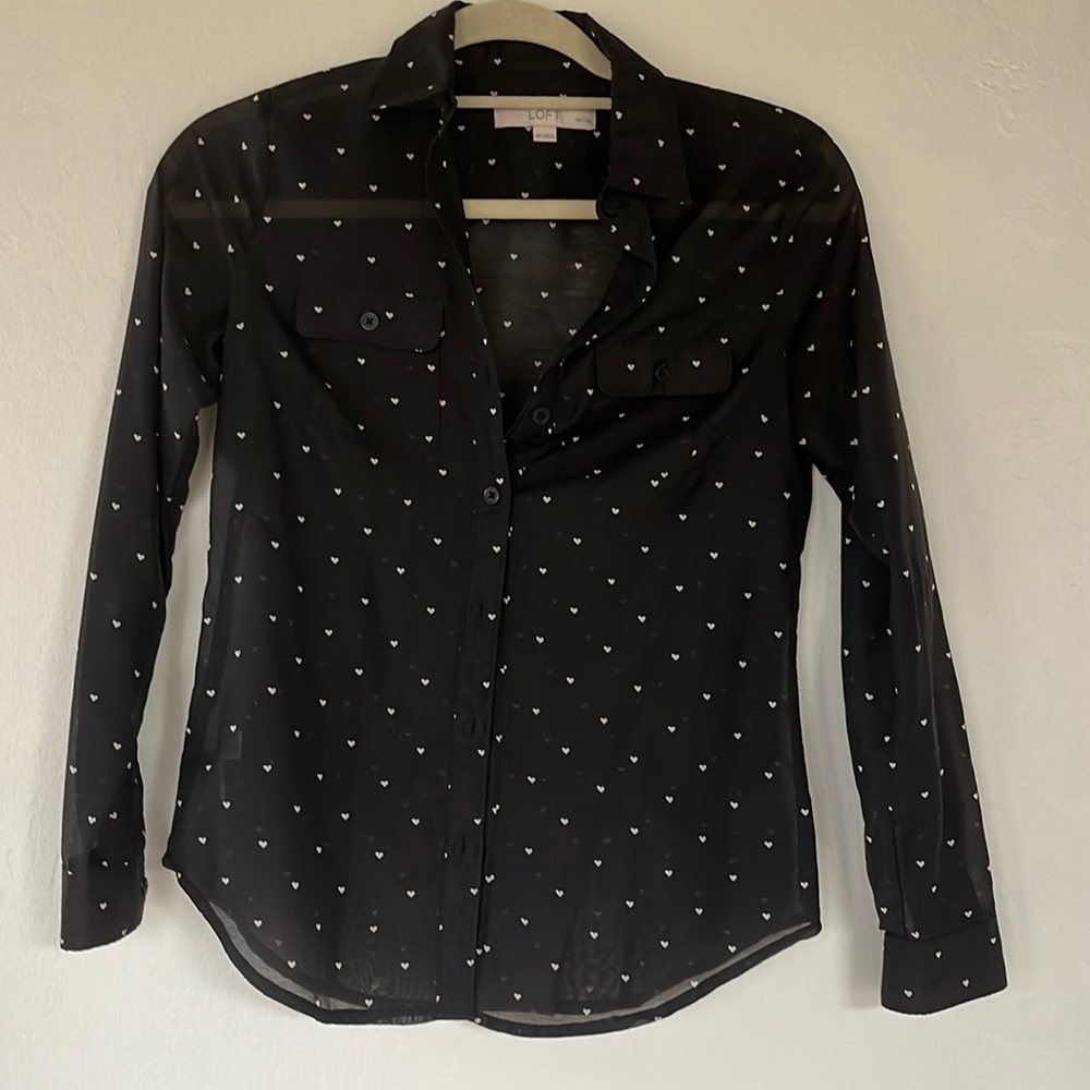 LOFT Heart Button Up Blouse